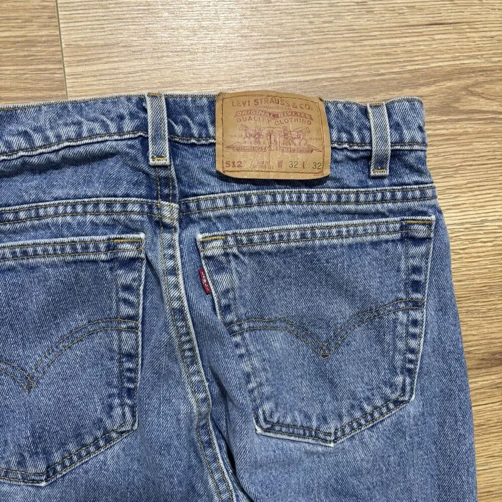 Levi's 512 Jeans Men 30x32 Blue Slim Fit Tapered Leg 90s VTG USA READ